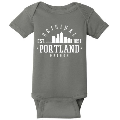 Original Portland Oregon Est 1851 Skyline Baby Bodysuit