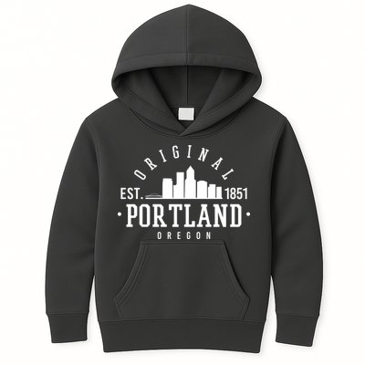 Original Portland Oregon Est 1851 Skyline Kids Hoodie