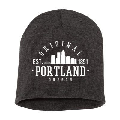 Original Portland Oregon Est 1851 Skyline Short Acrylic Beanie