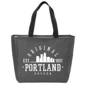 Original Portland Oregon Est 1851 Skyline Zip Tote Bag