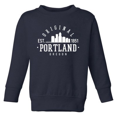 Original Portland Oregon Est 1851 Skyline Toddler Sweatshirt