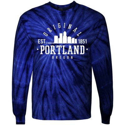 Original Portland Oregon Est 1851 Skyline Tie-Dye Long Sleeve Shirt