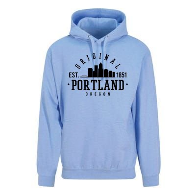 Original Portland Oregon Est 1851 Skyline Unisex Surf Hoodie