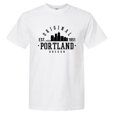 Original Portland Oregon Est 1851 Skyline Garment-Dyed Heavyweight T-Shirt