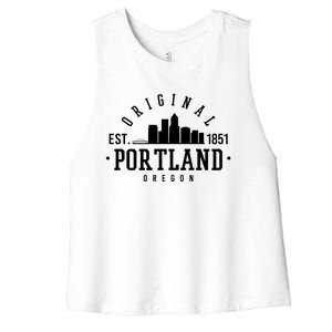 Original Portland Oregon Est 1851 Skyline Women's Racerback Cropped Tank