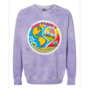 Our Planet Our Responsibility Climate Change Graphic Colorblast Crewneck Sweatshirt