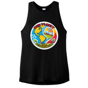 Our Planet Our Responsibility Climate Change Graphic Ladies PosiCharge Tri-Blend Wicking Tank