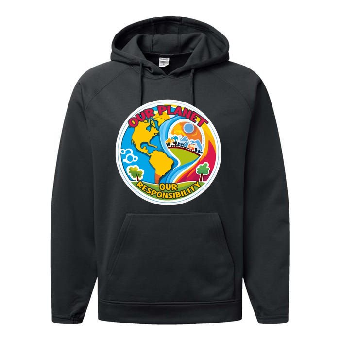 Our Planet Our Responsibility Climate Change Graphic Performance Fleece Hoodie