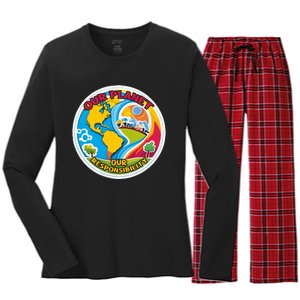 Our Planet Our Responsibility Climate Change Graphic Women's Long Sleeve Flannel Pajama Set 