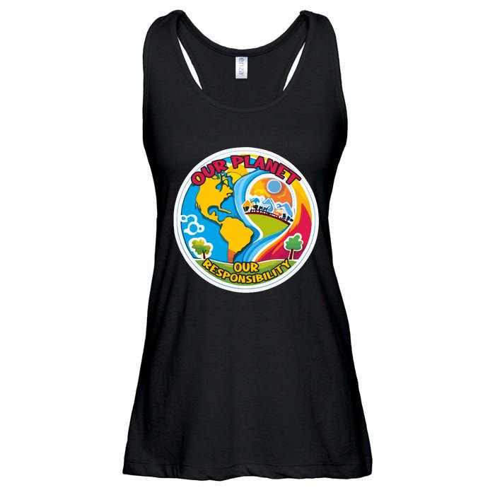 Our Planet Our Responsibility Climate Change Graphic Ladies Essential Flowy Tank