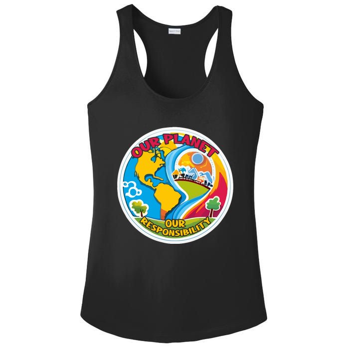 Our Planet Our Responsibility Climate Change Graphic Ladies PosiCharge Competitor Racerback Tank