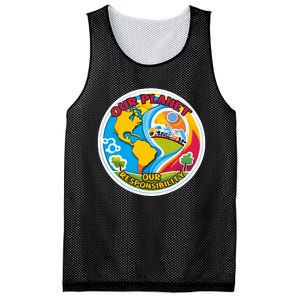 Our Planet Our Responsibility Climate Change Graphic Mesh Reversible Basketball Jersey Tank