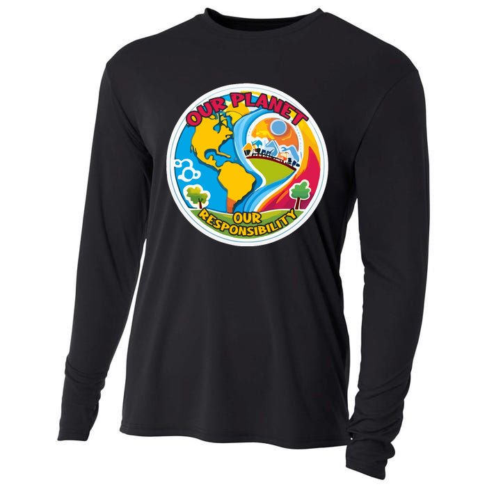 Our Planet Our Responsibility Climate Change Graphic Cooling Performance Long Sleeve Crew