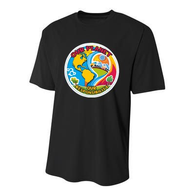 Our Planet Our Responsibility Climate Change Graphic Youth Performance Sprint T-Shirt