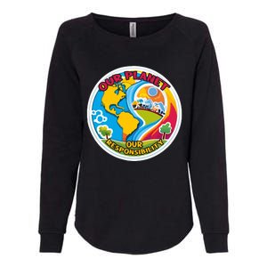 Our Planet Our Responsibility Climate Change Graphic Womens California Wash Sweatshirt