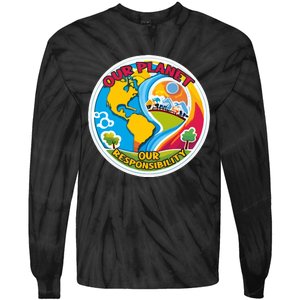 Our Planet Our Responsibility Climate Change Graphic Tie-Dye Long Sleeve Shirt