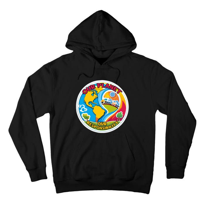 Our Planet Our Responsibility Climate Change Graphic Tall Hoodie