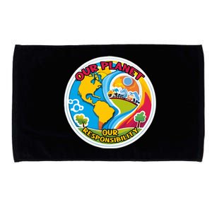 Our Planet Our Responsibility Climate Change Graphic Microfiber Hand Towel