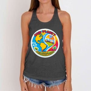 Our Planet Our Responsibility Climate Change Graphic Women's Knotted Racerback Tank