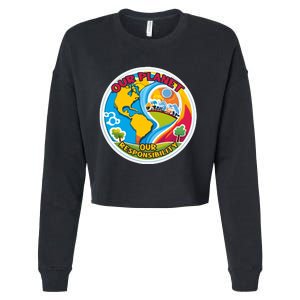 Our Planet Our Responsibility Climate Change Graphic Cropped Pullover Crew