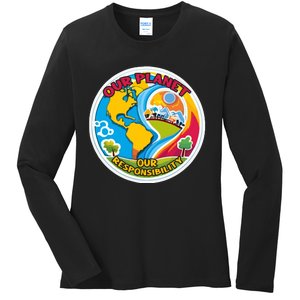 Our Planet Our Responsibility Climate Change Graphic Ladies Long Sleeve Shirt