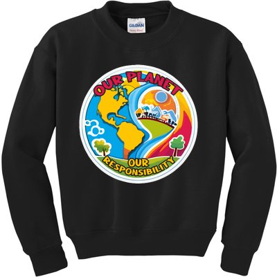 Our Planet Our Responsibility Climate Change Graphic Kids Sweatshirt