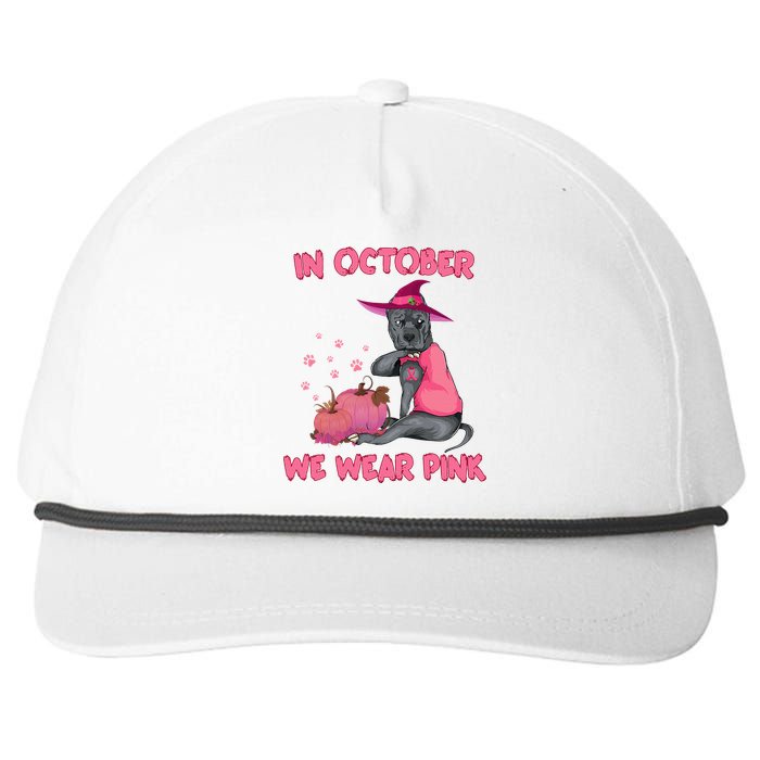 October Pink Pitbull Dog Breast Cancer Awareness Halloween Snapback Five-Panel Rope Hat