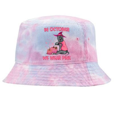 October Pink Pitbull Dog Breast Cancer Awareness Halloween Tie-Dyed Bucket Hat