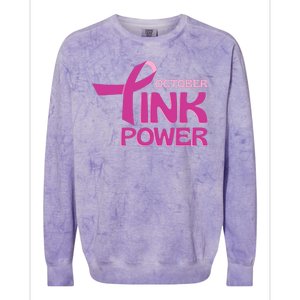 October Pink Power Breast Cancer Colorblast Crewneck Sweatshirt