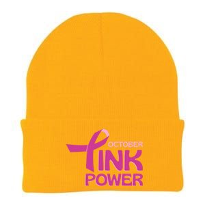 October Pink Power Breast Cancer Knit Cap Winter Beanie