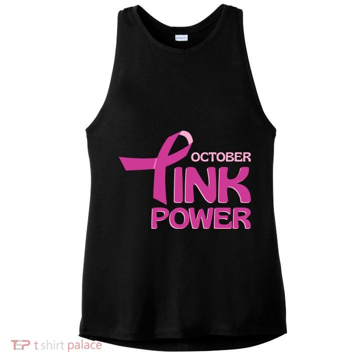 October Pink Power Breast Cancer Ladies PosiCharge Tri-Blend Wicking Tank