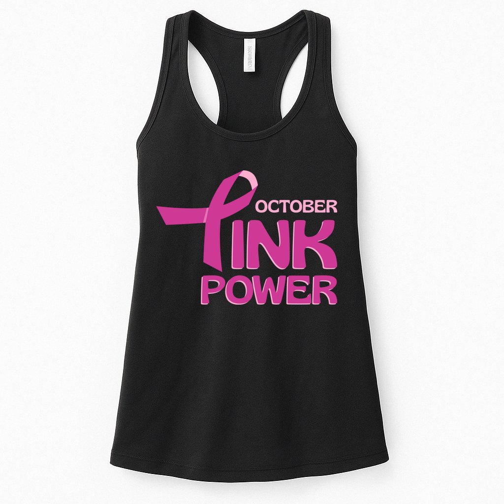 October Pink Power Breast Cancer Womens Tank Top