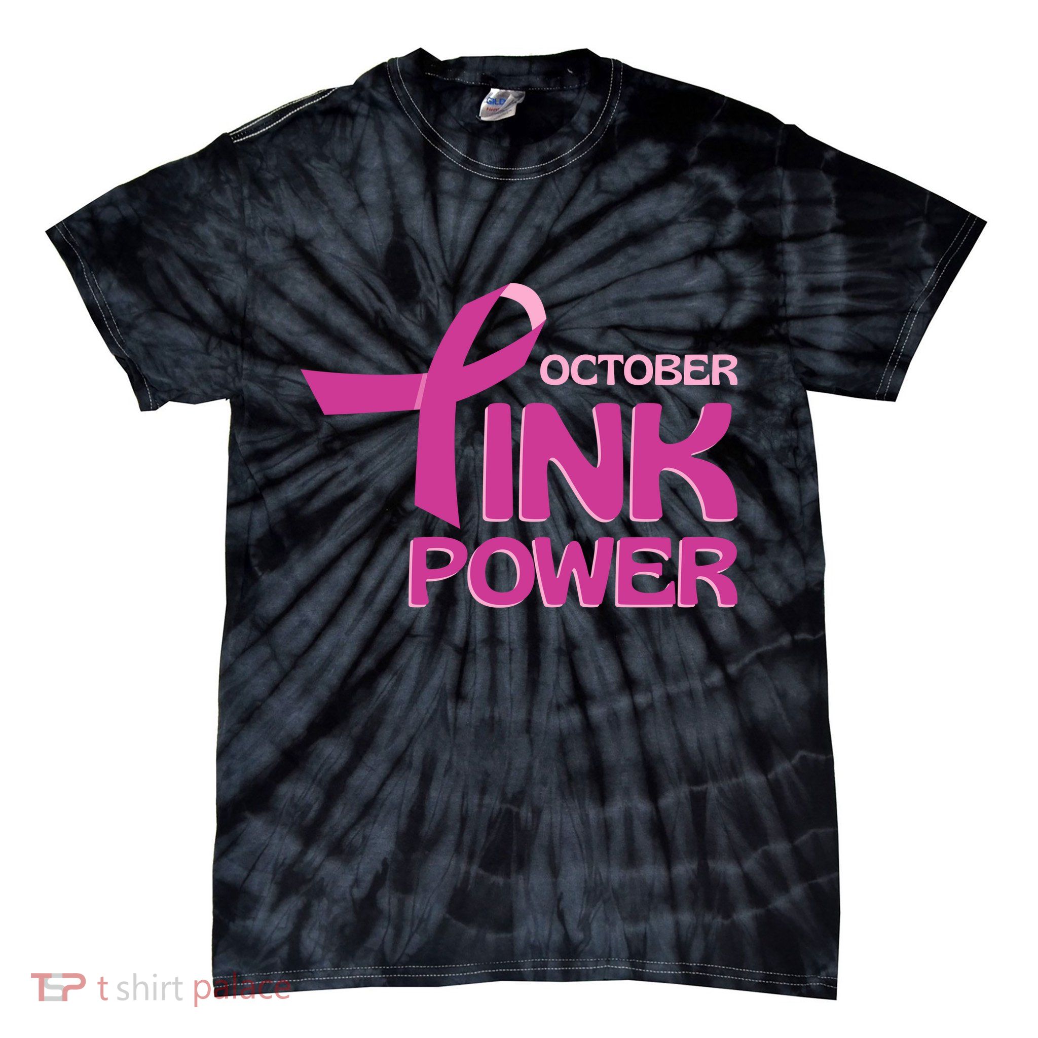 October Pink Power Breast Cancer Tie-Dye T-Shirt