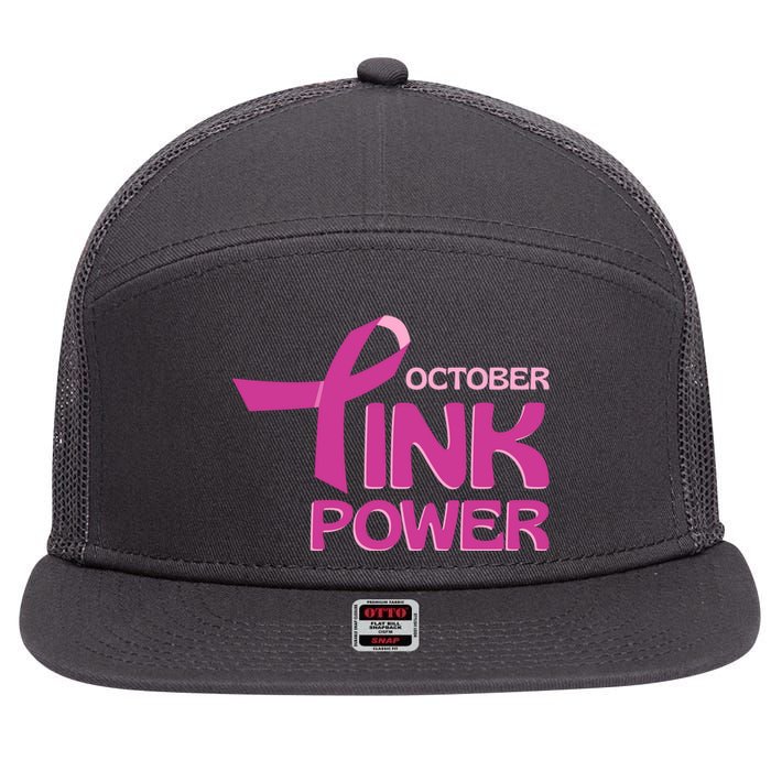 October Pink Power Breast Cancer 7 Panel Mesh Trucker Snapback Hat