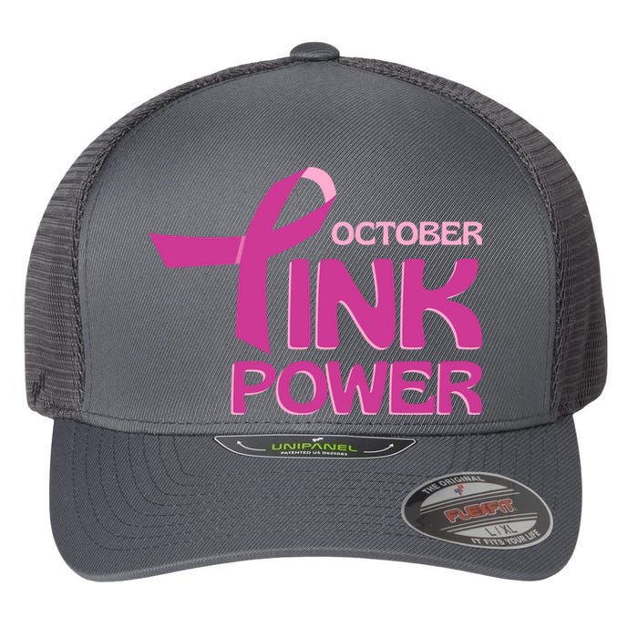 October Pink Power Breast Cancer Flexfit Unipanel Trucker Cap