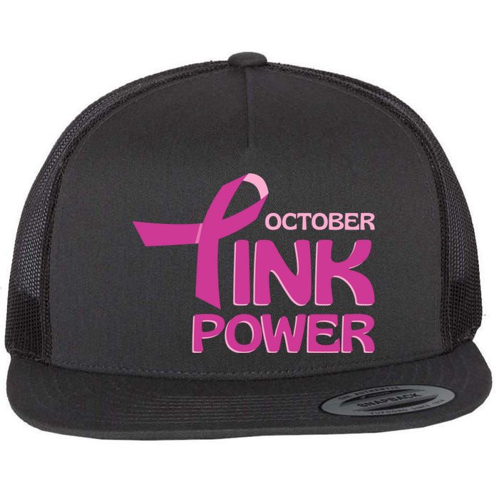 October Pink Power Breast Cancer Flat Bill Trucker Hat