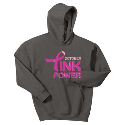 October Pink Power Breast Cancer Kids Hoodie