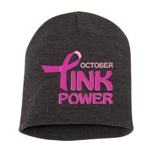 October Pink Power Breast Cancer Short Acrylic Beanie