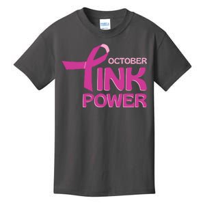 October Pink Power Breast Cancer Kids T-Shirt