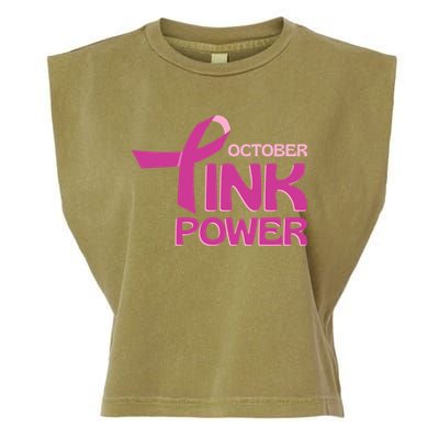 October Pink Power Breast Cancer Garment-Dyed Women's Muscle Tee