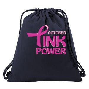 October Pink Power Breast Cancer Drawstring Bag