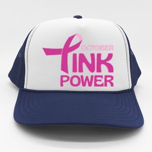 October Pink Power Breast Cancer Trucker Hat