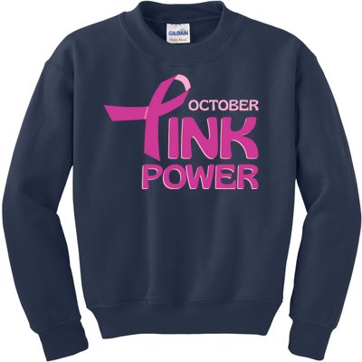 October Pink Power Breast Cancer Kids Sweatshirt