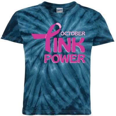 October Pink Power Breast Cancer Kids Tie-Dye T-Shirt