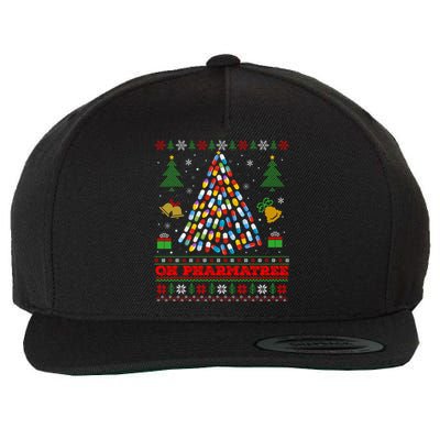 Oh Pharmatree Pharmacist Pharmacy Pills Ugly Christmas Tree Great Gift Wool Snapback Cap