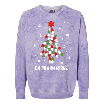 Oh Pharmatree Pills Christmas Tree Lights Pharmacy Crew Funny Gift Colorblast Crewneck Sweatshirt