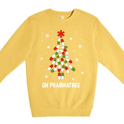 Oh Pharmatree Pills Christmas Tree Lights Pharmacy Crew Funny Gift Premium Crewneck Sweatshirt