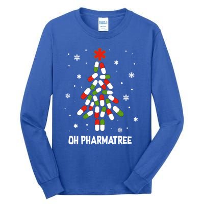 Oh Pharmatree Pills Christmas Tree Lights Pharmacy Crew Funny Gift Tall Long Sleeve T-Shirt