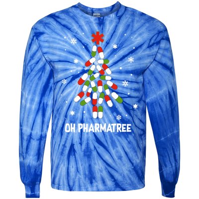 Oh Pharmatree Pills Christmas Tree Lights Pharmacy Crew Funny Gift Tie-Dye Long Sleeve Shirt