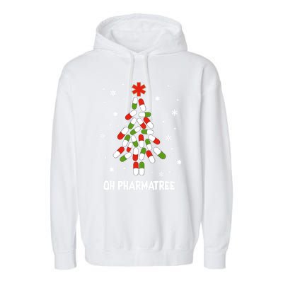 Oh Pharmatree Pills Christmas Tree Lights Pharmacy Crew Funny Gift Garment-Dyed Fleece Hoodie